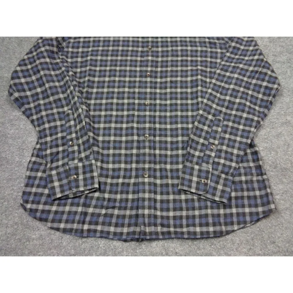 Faherty Flannel‎ Shirt Mens XL Blue Gray Plaid Long Sleeve The Movement 365